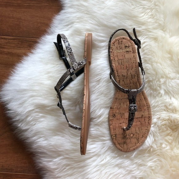 Cole Haan Britt Cork Snake Leather Sandal Roccia 7 - Picture 7 of 8